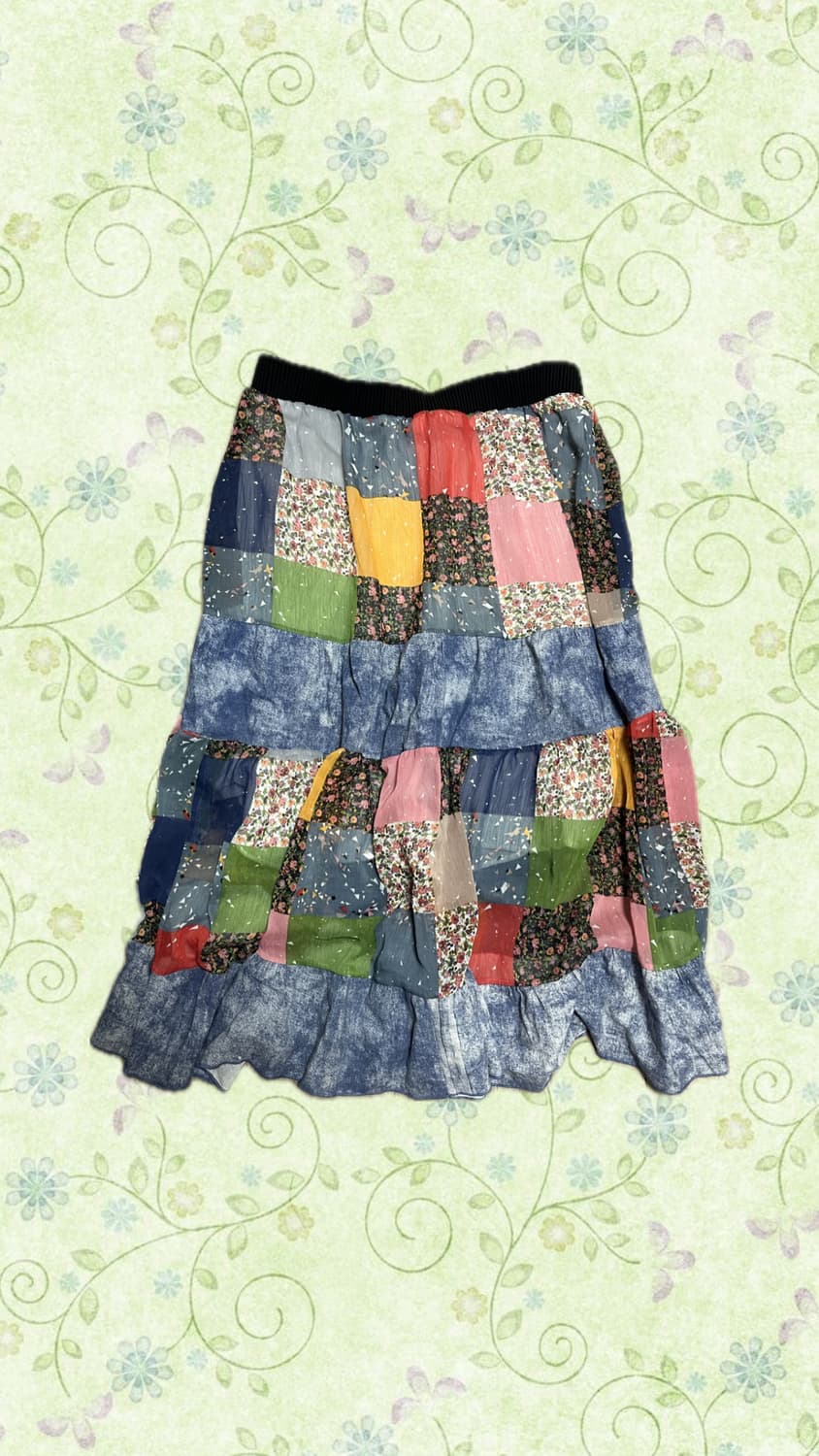 히피 패턴 패치워크 치마 상품이미지1