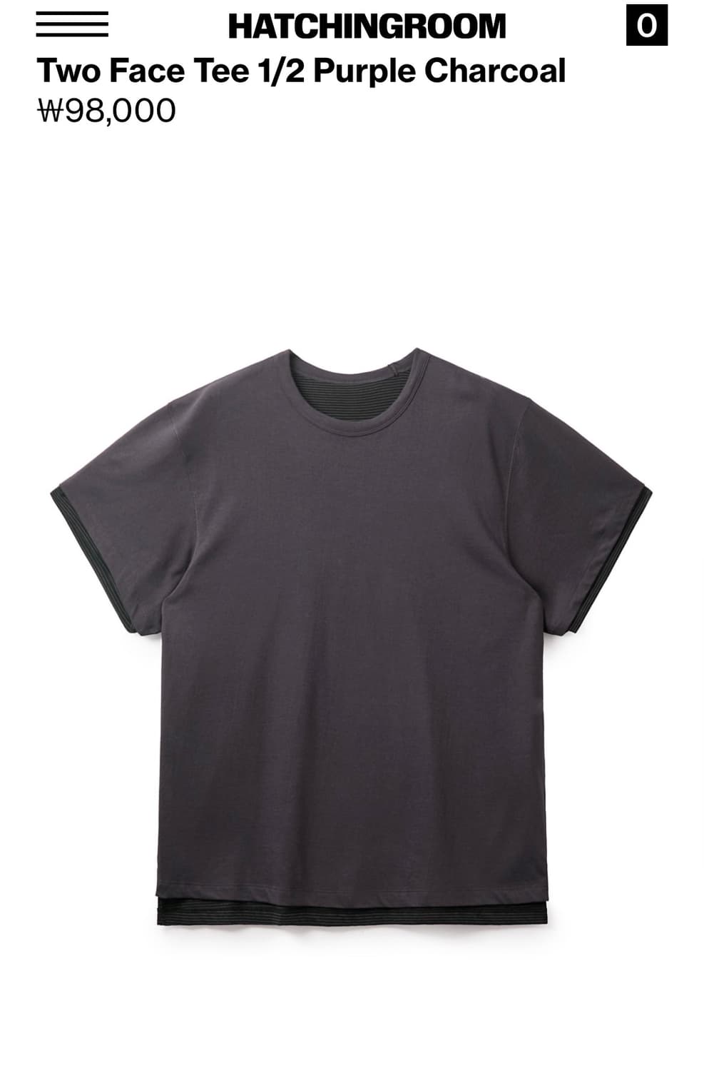 해칭룸 two face tee 1/2 purple charcoal 상품이미지1