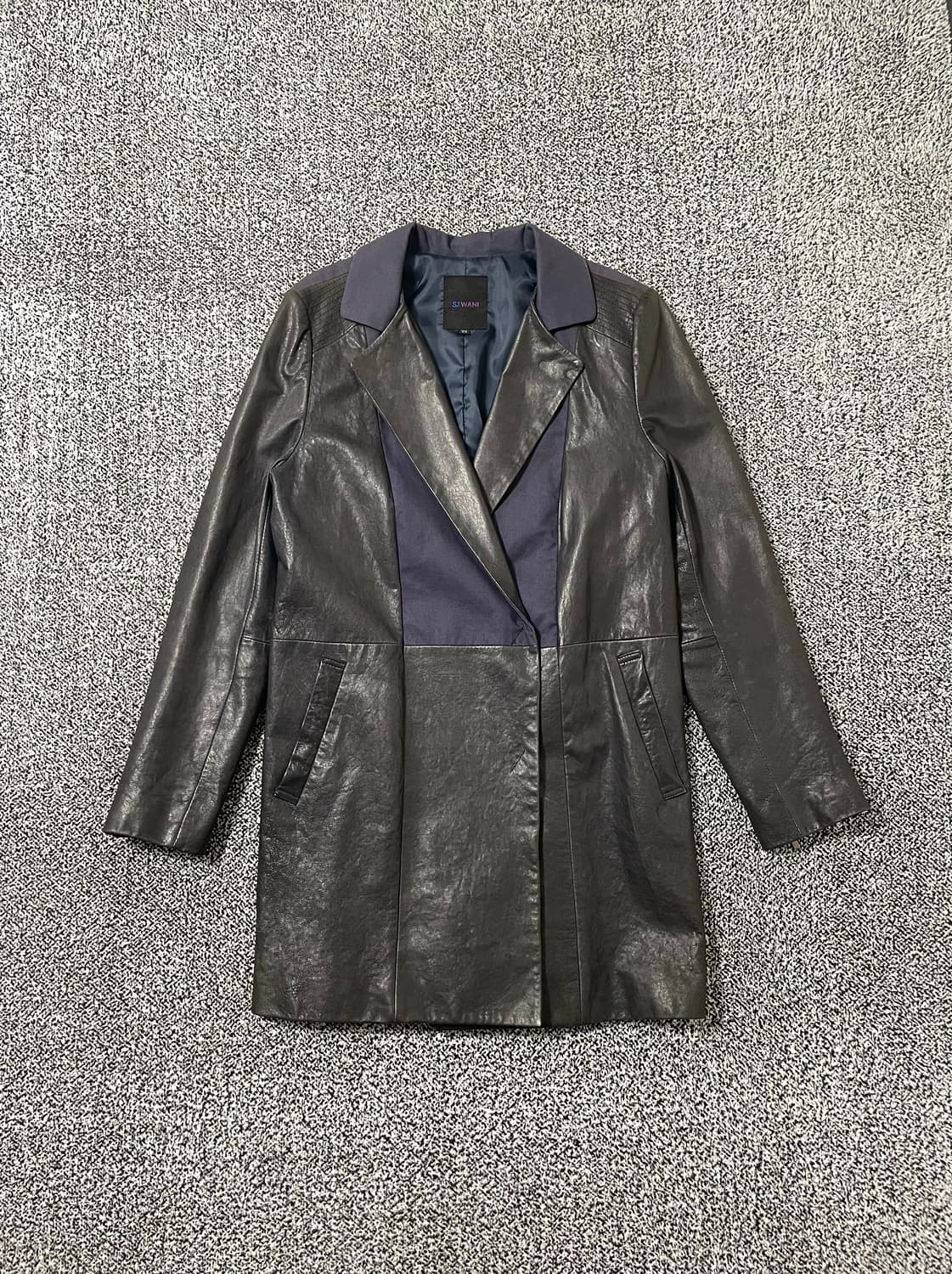 빈티지9. SJ WANI 이태리 양가죽 가죽자켓 레더 라이더 배색 상품이미지1