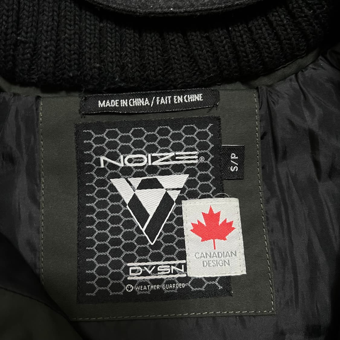 노이즈 니트 배색 와펜 후드 패딩 점퍼 [다크 카키] S/95 상품이미지5