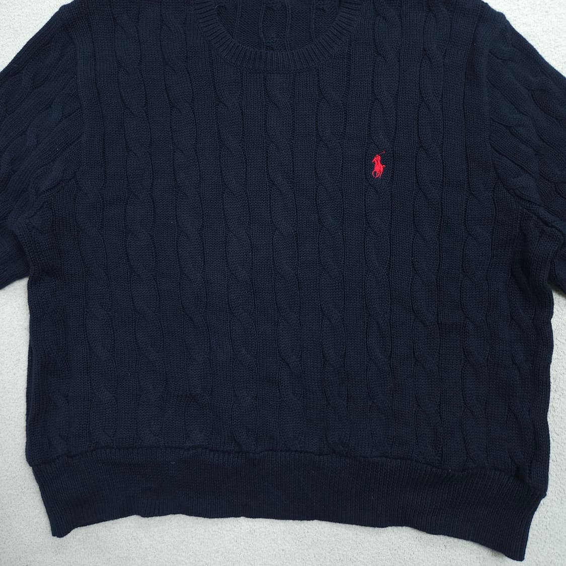 폴로 랄프 로렌  반팔 케이블 니트 L 네이비 상품이미지2