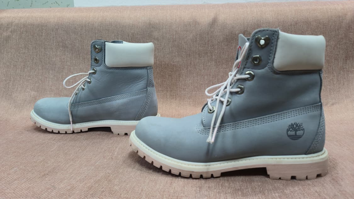 팀버랜드 일회착용 250mm- 6인치 핑크 그레이 부츠 상품이미지4