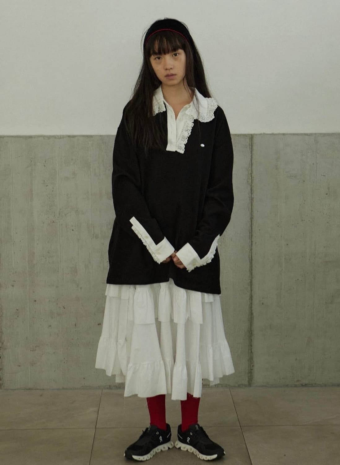 호쿠스포쿠스 Lace Collar Pique T-shirt 상품이미지1