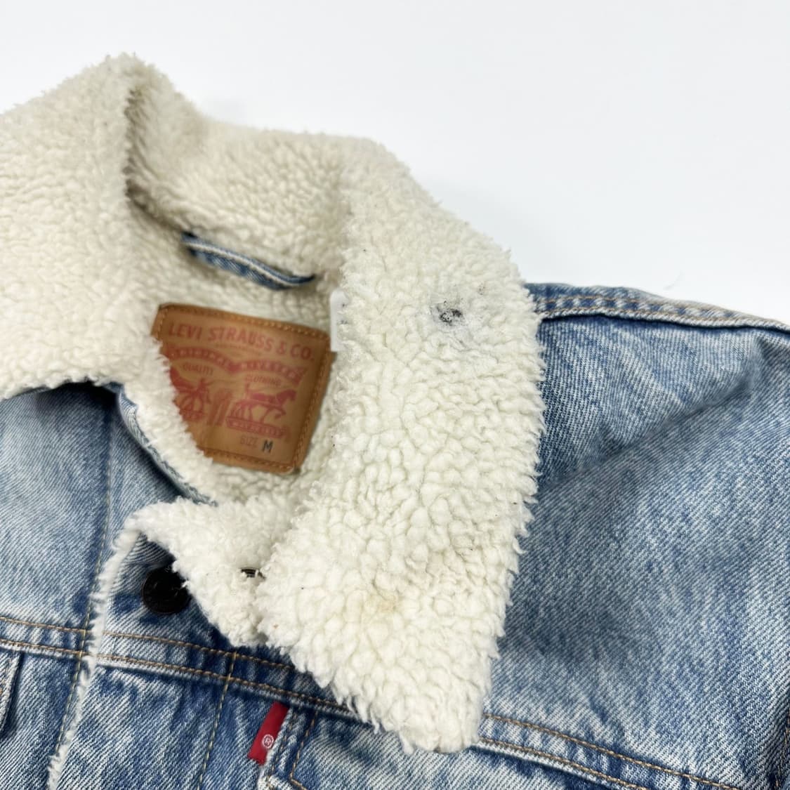 리바이스 오리지널 워싱 양털 트러커 청자켓 (M) 상품이미지6