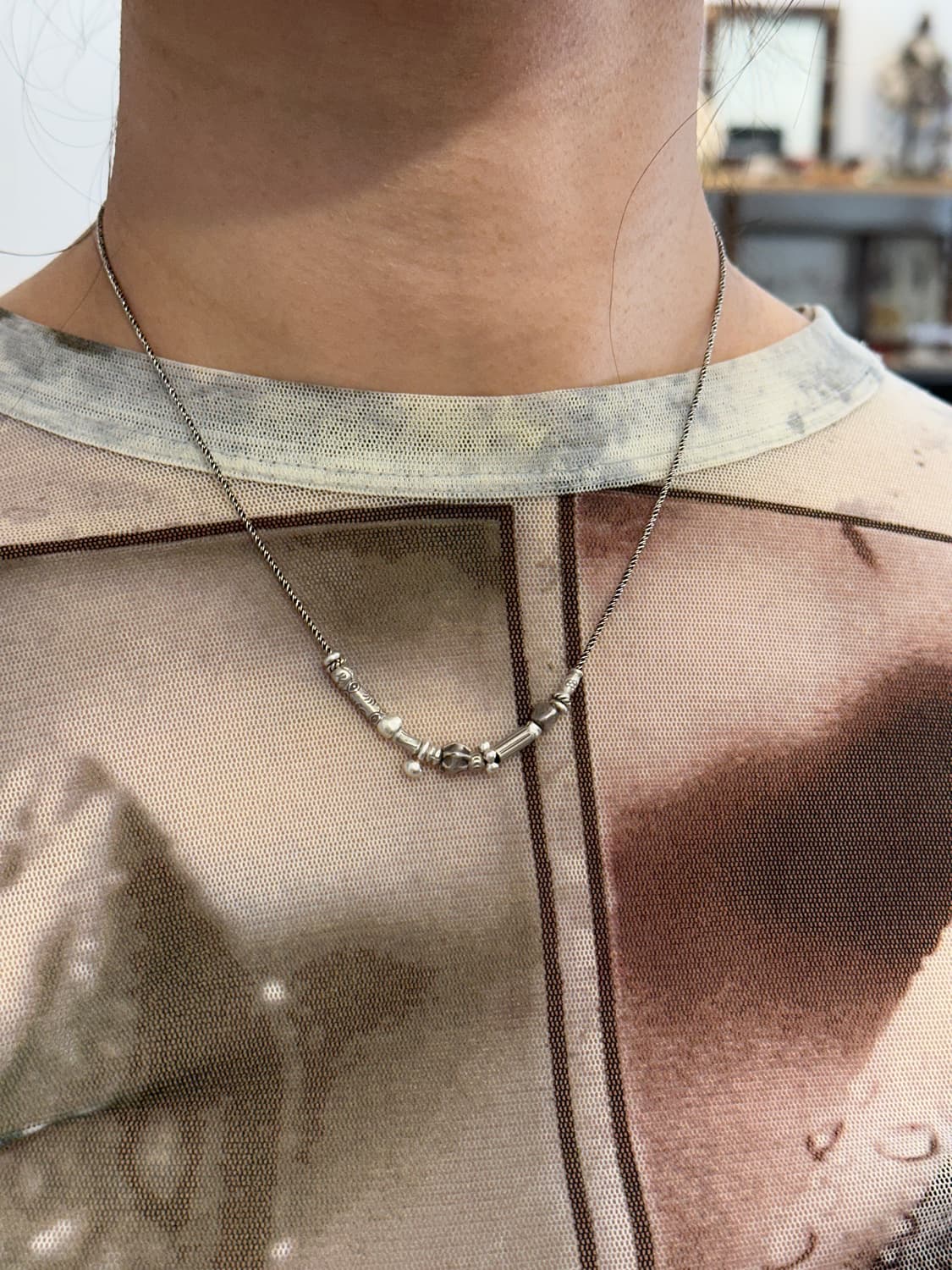 Musta karensilver mix Necklace 상품이미지5