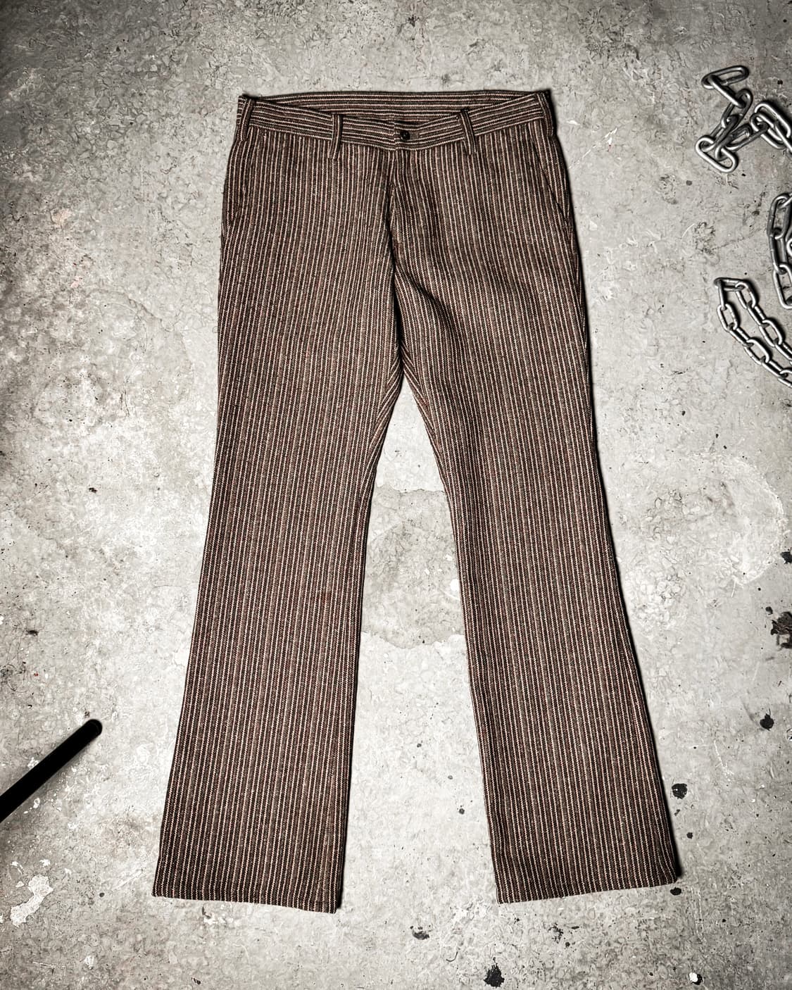 Brown Pinstripe Wool Boot-cut pants 상품이미지2