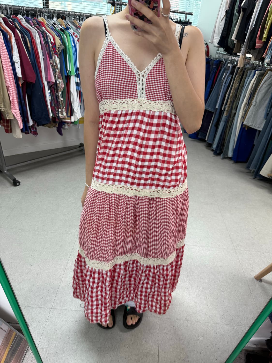 Japan check crochet onepiece 체크원피스  상품이미지7