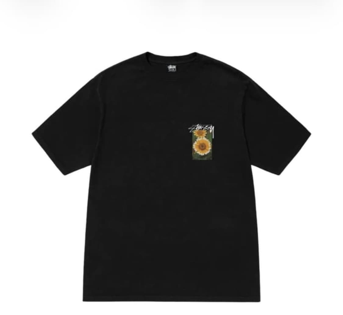 스투시 플라워 그리드 피그먼트 다이드 티셔츠 블랙 상품이미지1