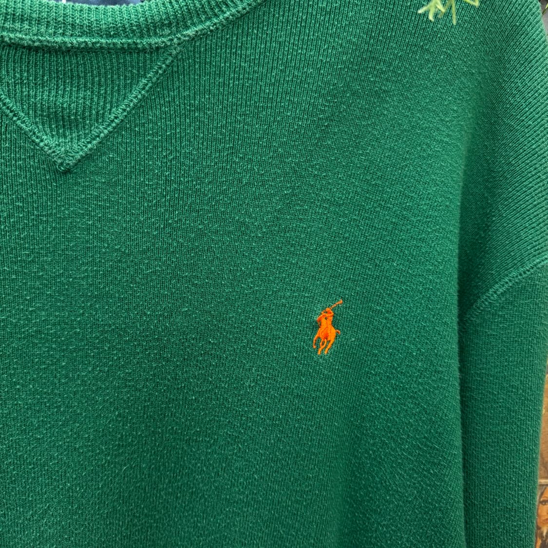 폴로 랄프로렌 니트 스웻셔츠 오렌지 포니 로고 포인트 그린 상품이미지5