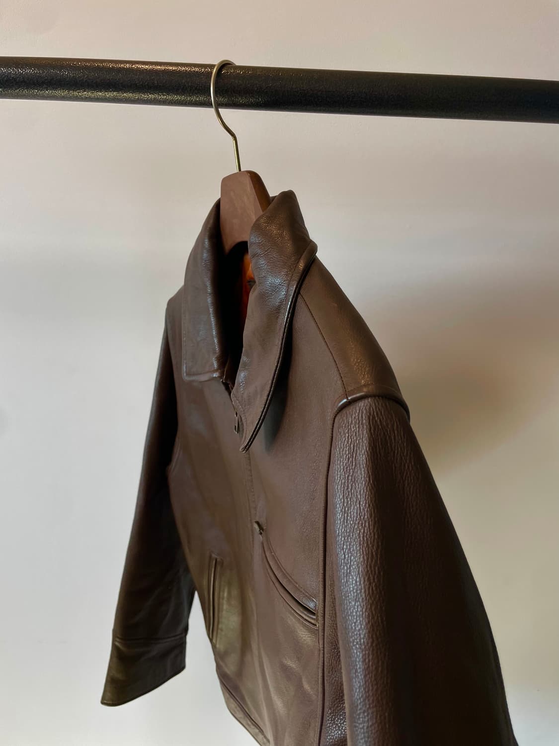 (L) 90s Bugle Boy 버글보이 브라운 소가죽 싱글 레더자켓 상품이미지2