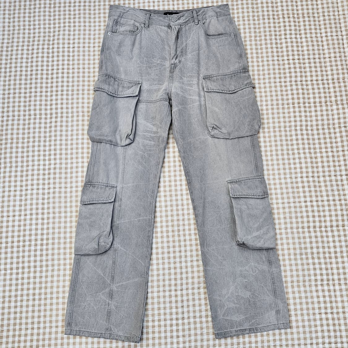 스모크라이즈 와이드 카고 면바지 남자32 상품이미지1