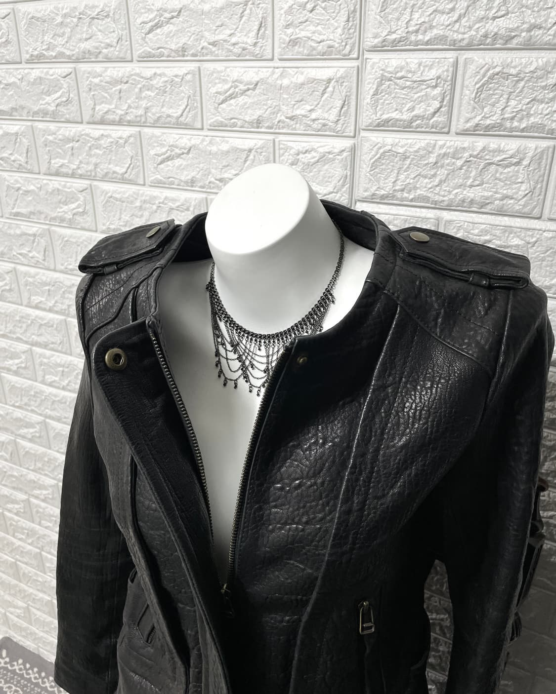 Vintage Cracked Lambskin cut-out Jacket 상품이미지4