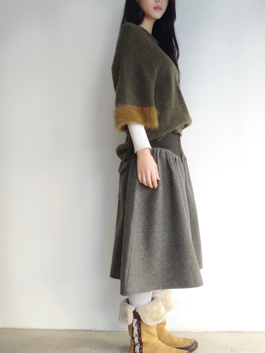Muse fur half knit / khaki 상품이미지6