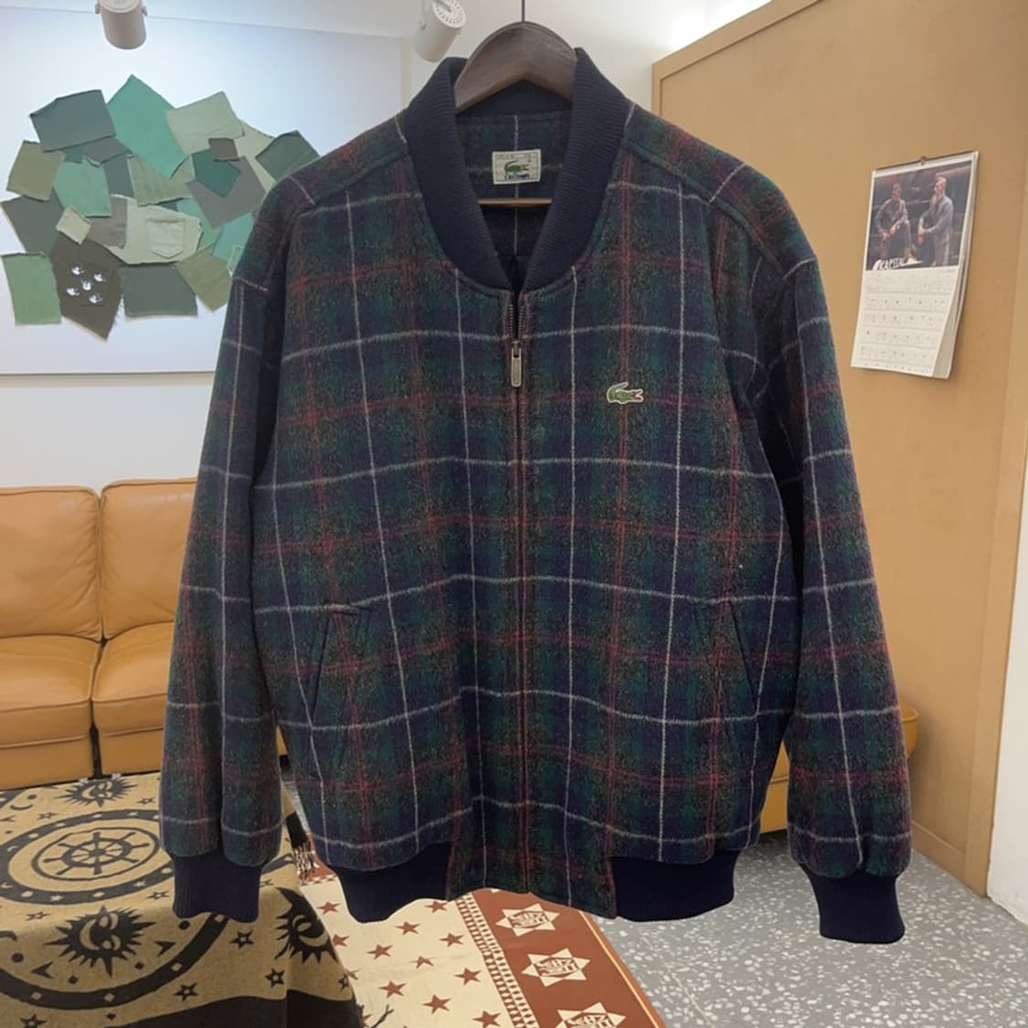 라코스테 서광 빈티지 체크패턴 울 블루종 자켓 105 C08616 상품이미지3
