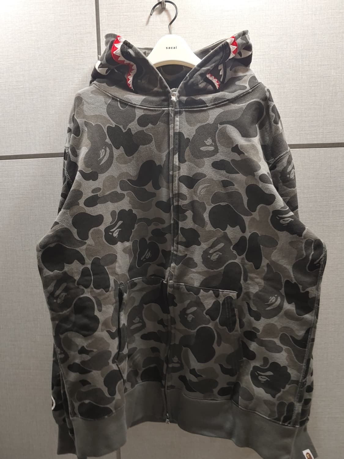 [2XL] 베이프 ABC 블랙 카모 샤크 후드집업 상품이미지1