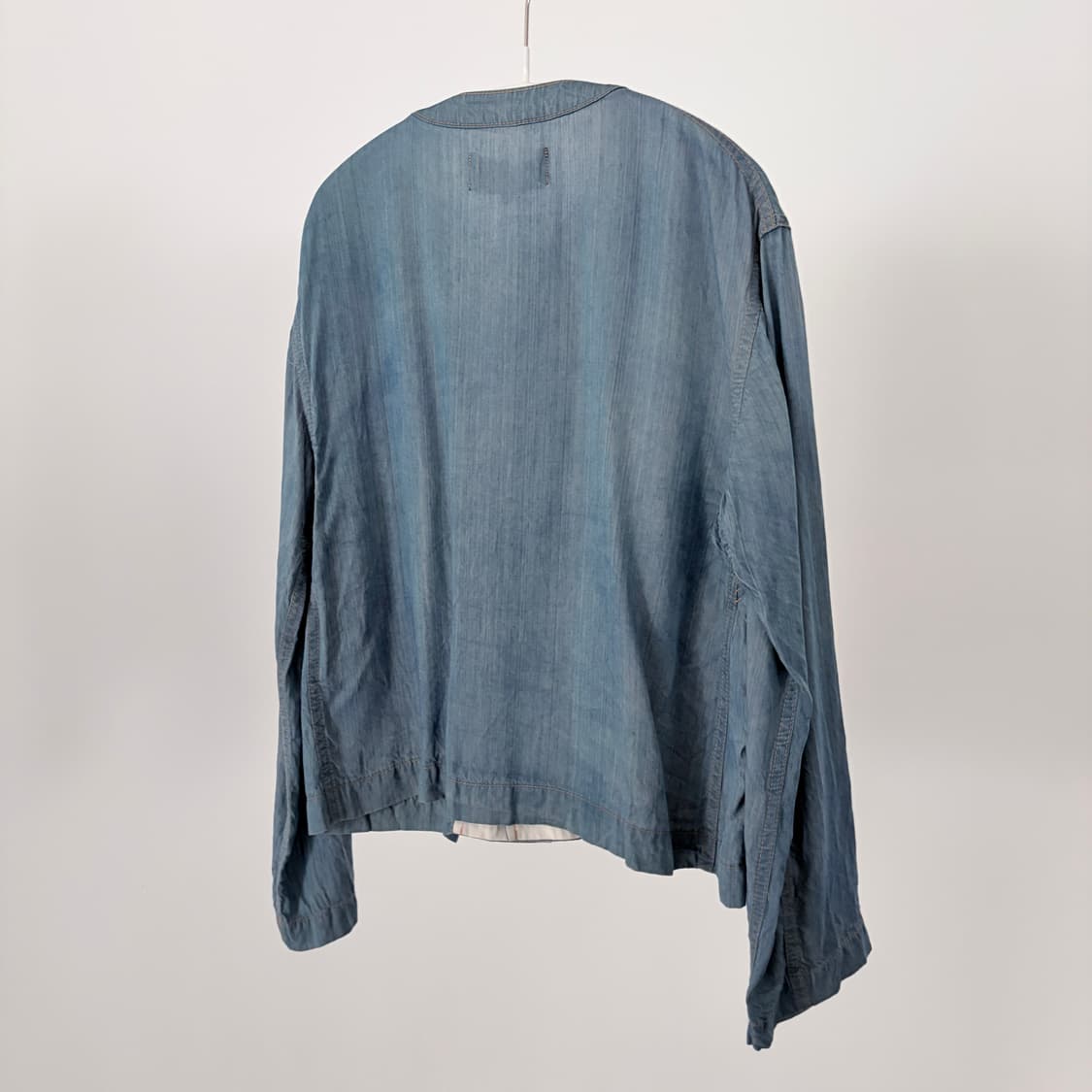 Washed Denim Non Collar Jacket 상품이미지6