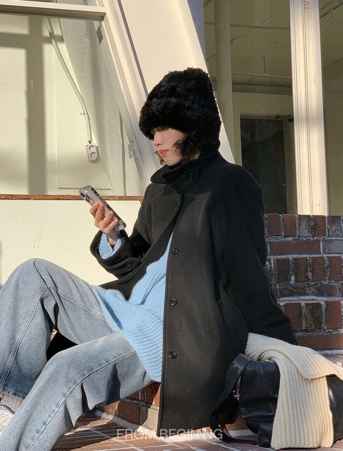 새거)프롬비기닝 헤더링 울 하프코트 발마칸 코트 미스치프 꼼데 코이세이오 상품이미지3