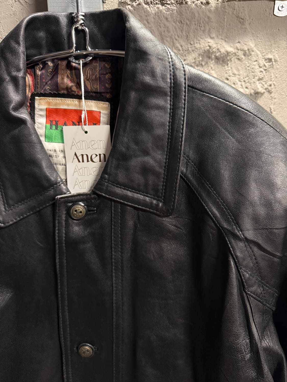 하나이 양가죽 레더 하프 코트 블랙 M 상품이미지4