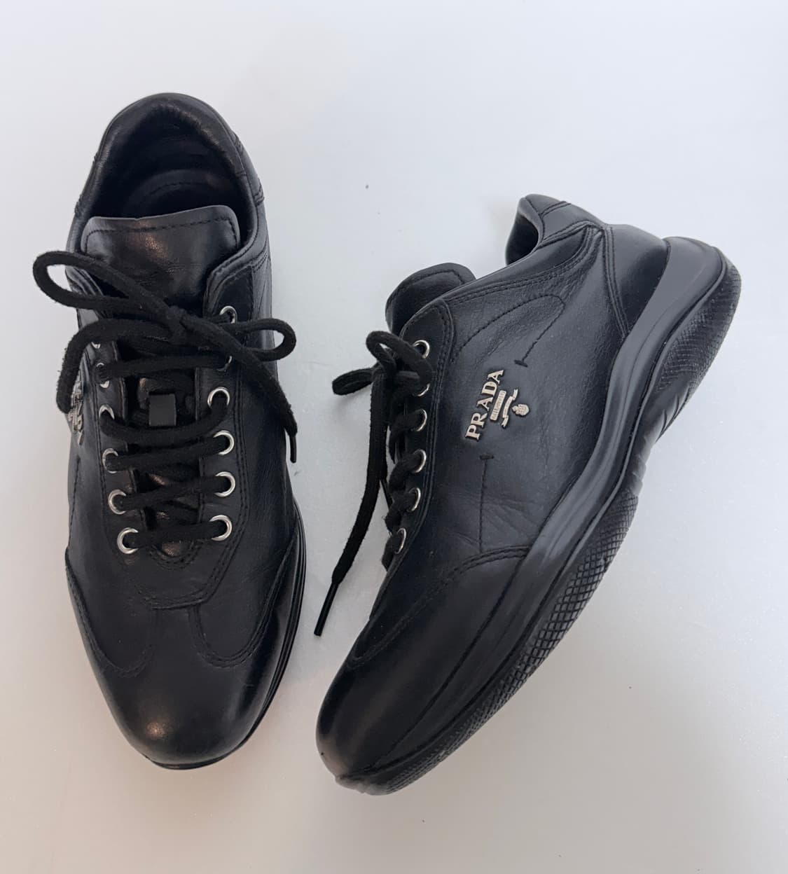 프라다(PRADA) 레더 스니커즈 블랙 36 (225~230 추천) 상품이미지1