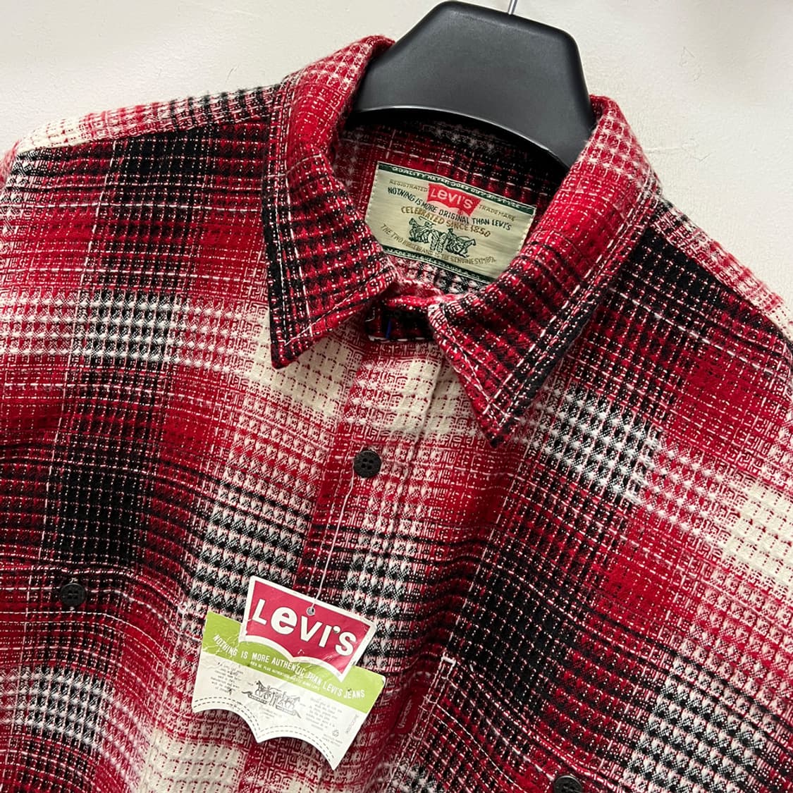 90s 리바이스 데드스탁 체크 플란넬 웨스턴 셔츠 남방 XL 상품이미지3