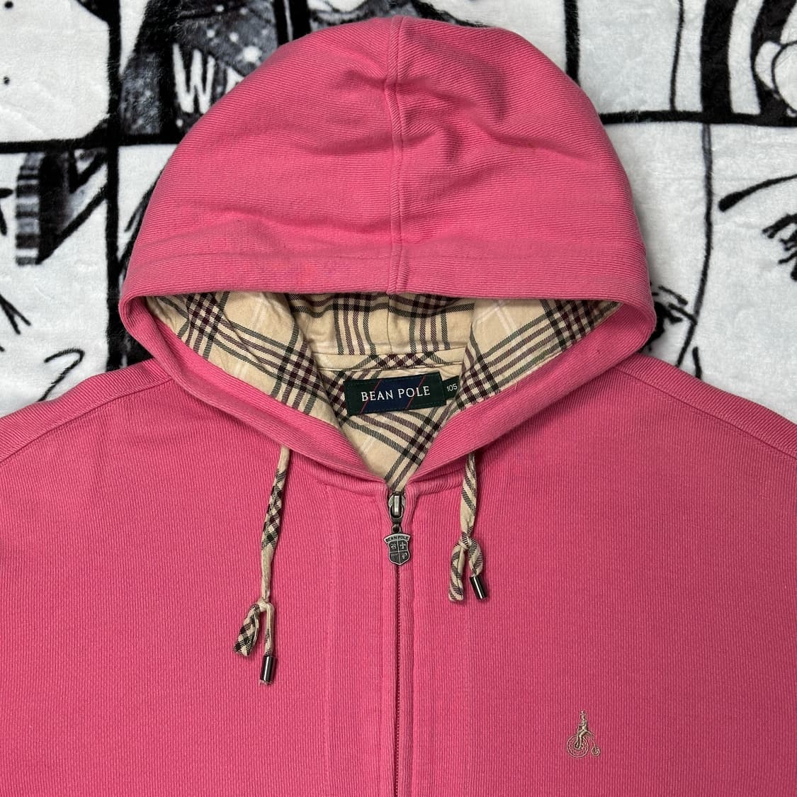 빈폴 핑크 노바체크 후드집업 상품이미지3