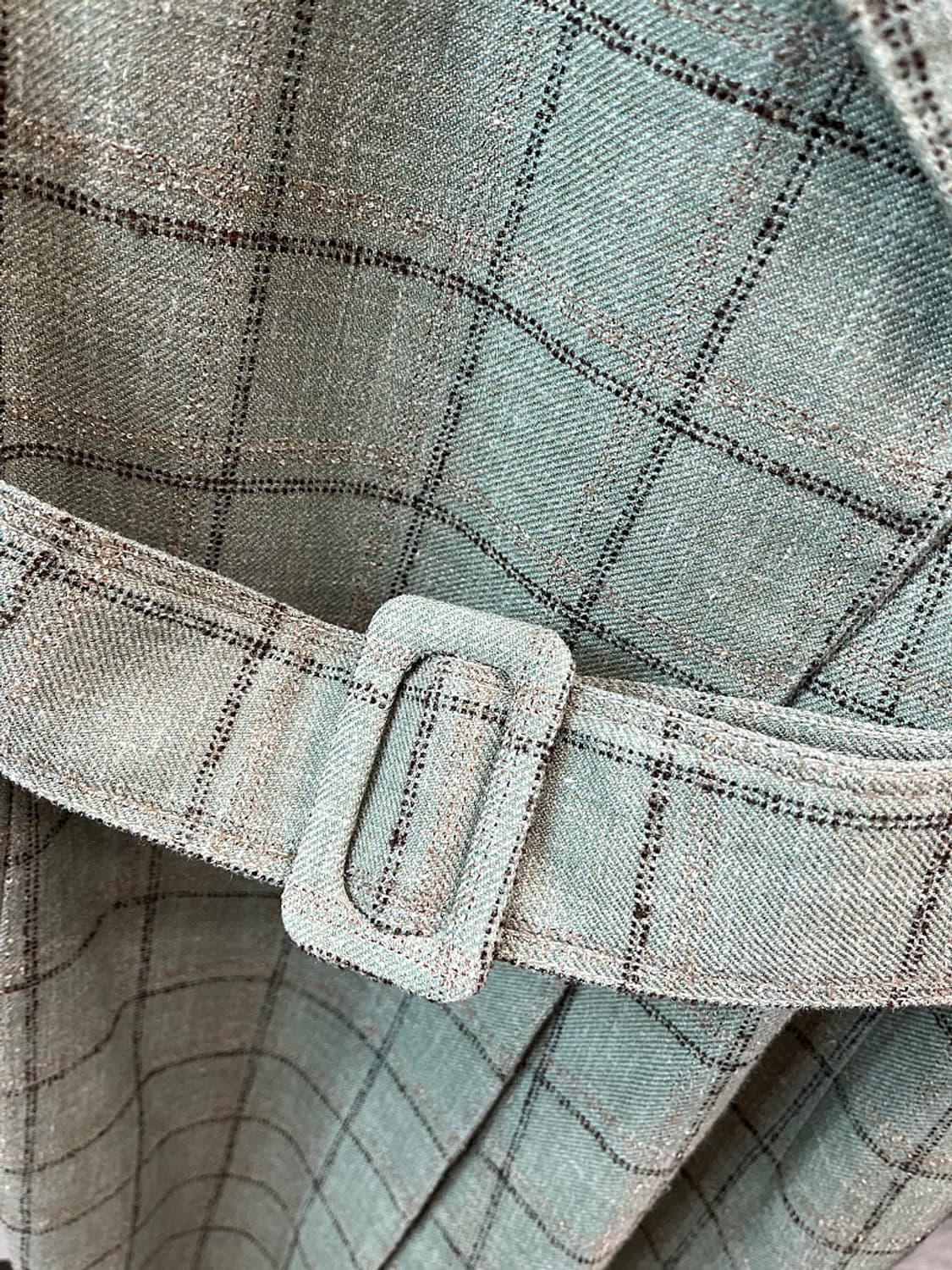 여) 분더샵 체크 린넨 트렌치코트 상품이미지3