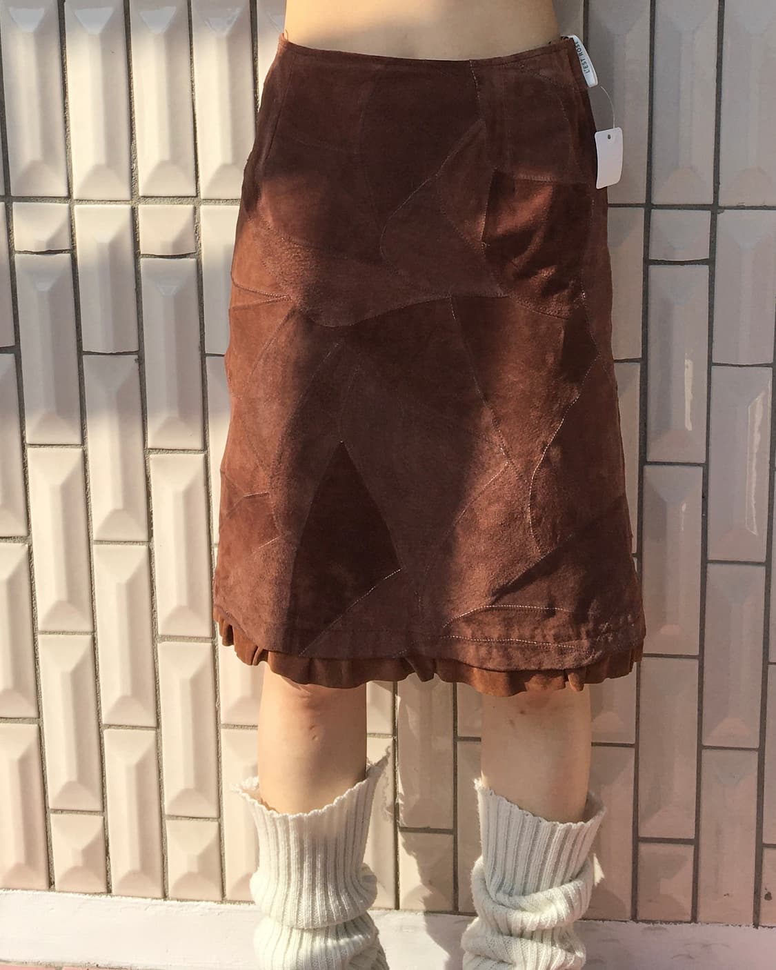 Suede patch work skirt 상품이미지5