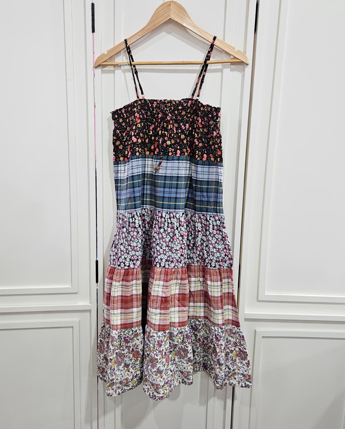 패치워크 플라워 티어드 롱원피스 상품이미지1