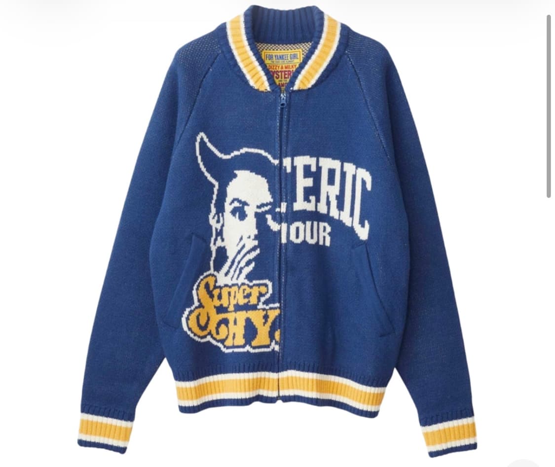 히스테릭 글래머 슈퍼 HYS 자카드 오버사이즈 점퍼 네이비 상품이미지1