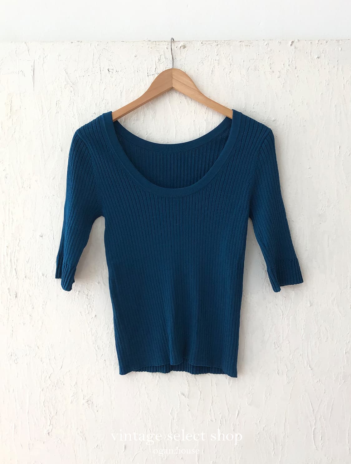 vintage deep blue ribbed top 상품이미지4