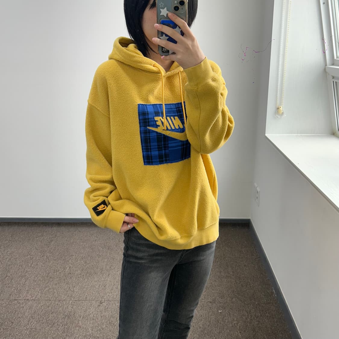 Nike 나이키 체크 로고 옐로우 후리스 후드티 상품이미지2