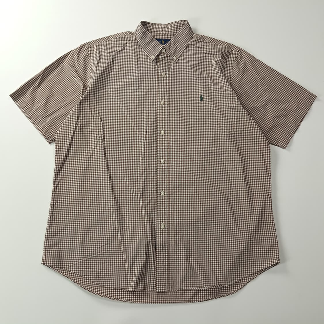 CK827 XL 폴로 브라운 마이크로 깅엄체크 반팔 셔츠 남방 상품이미지1
