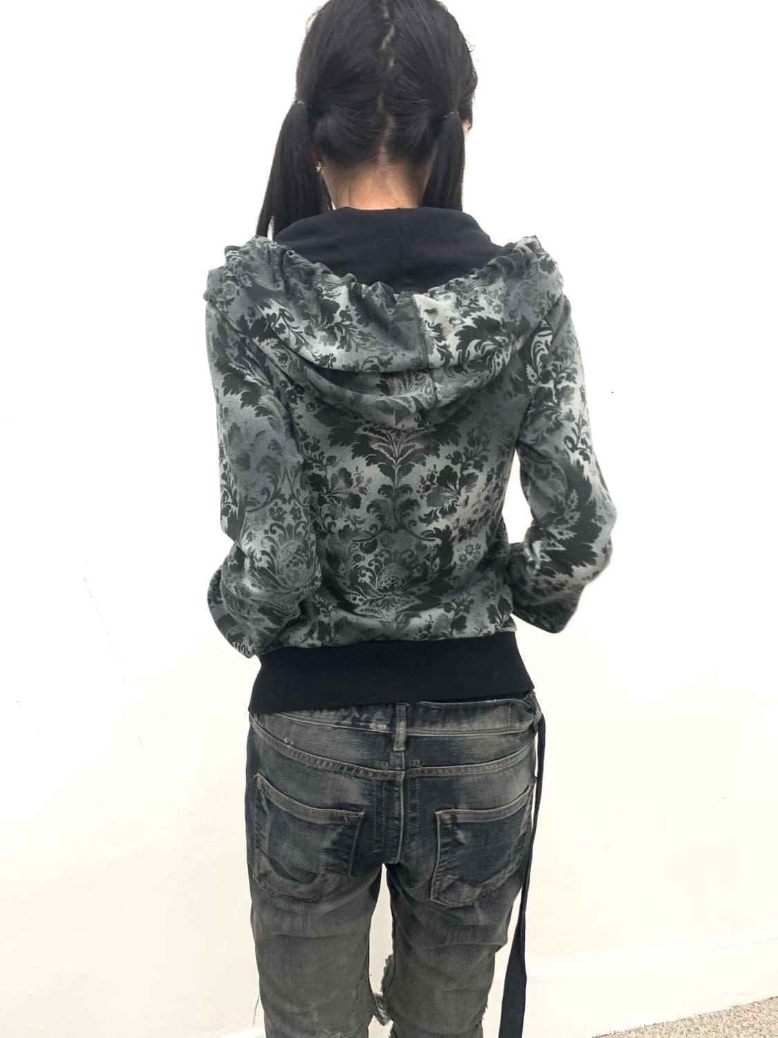 Oriental detail shirring hoodie  상품이미지2