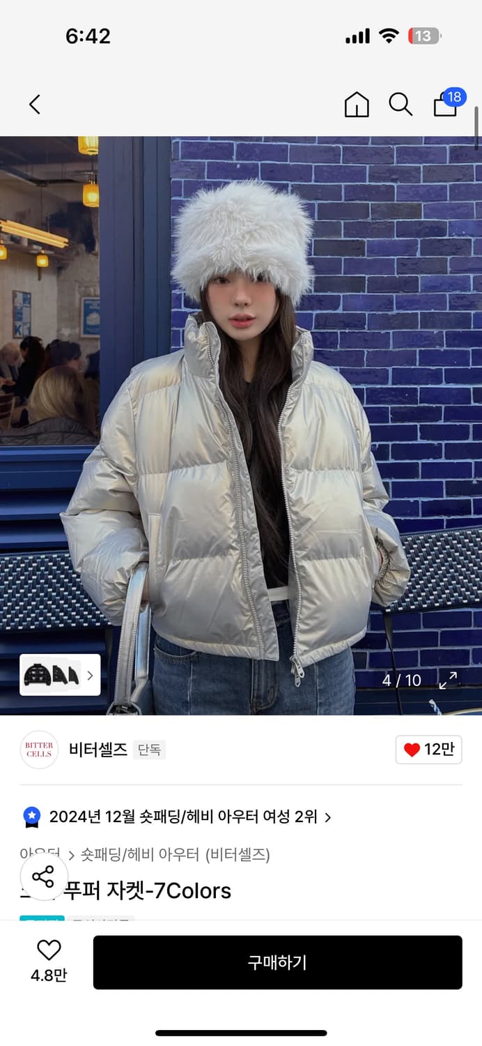 비터셀즈 크롭 푸퍼 자켓 패딩 실버 상품이미지1