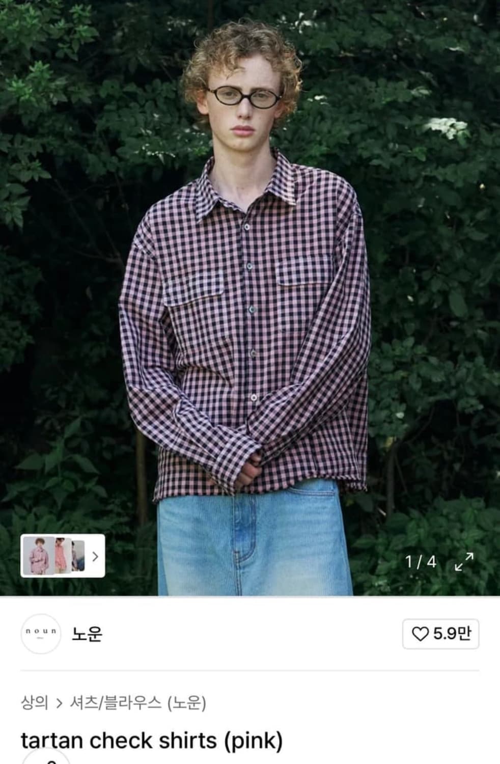 노운 타탄 체크셔츠 핑크  상품이미지1