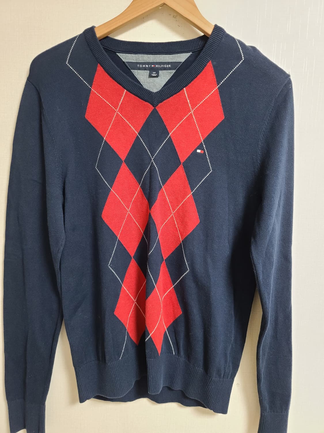 타미힐피거 아가일 V넥 니트 S 55적당 상품이미지2