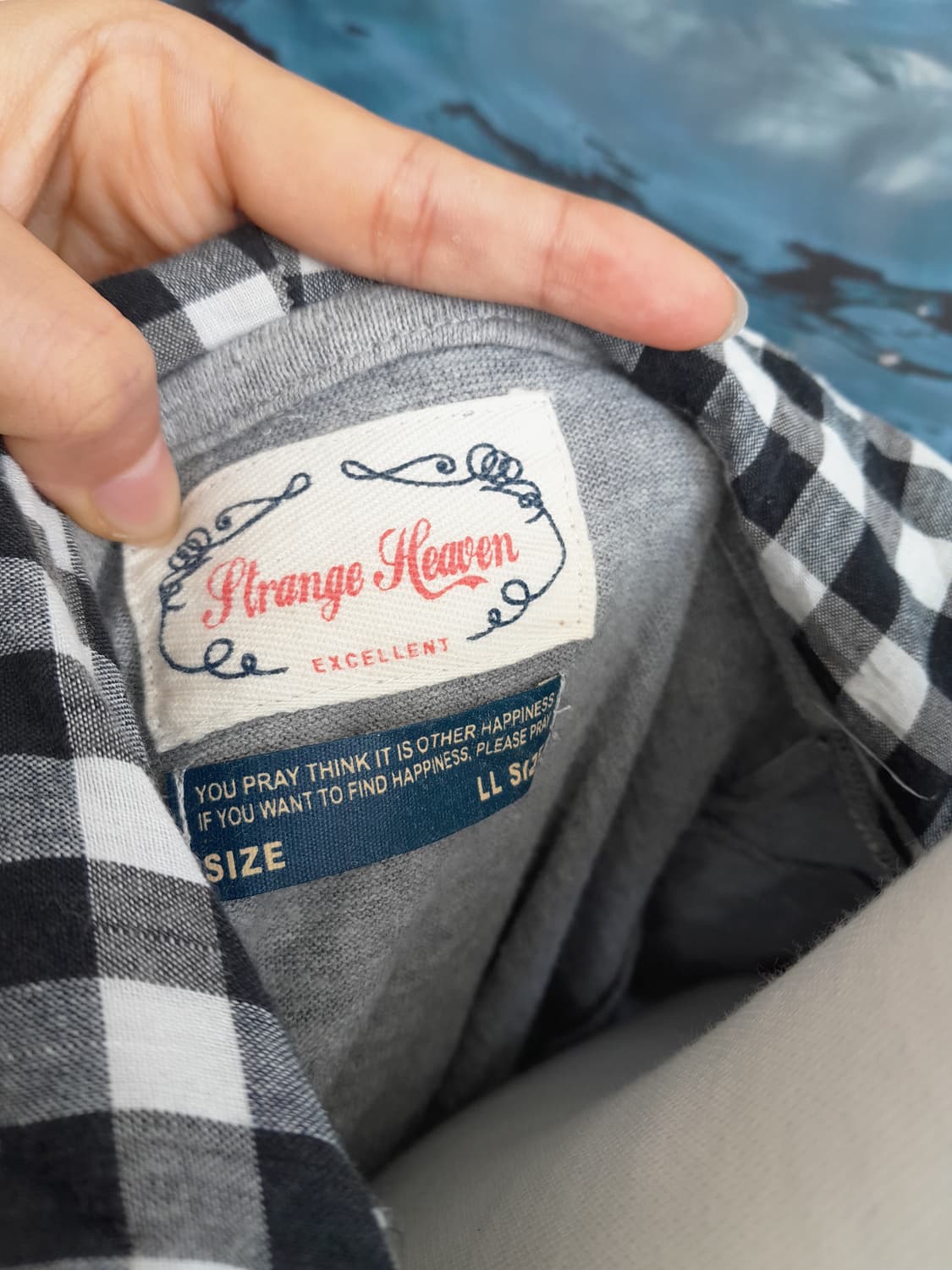 체크 레터링 포켓 후드 반팔 상품이미지5