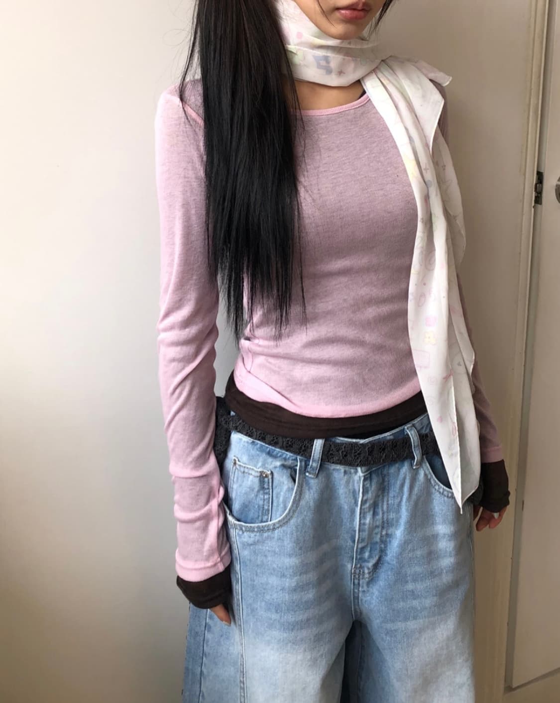 새상품) 레이어드 긴팔 티셔츠 탑 핑크 / 민트 상품이미지2