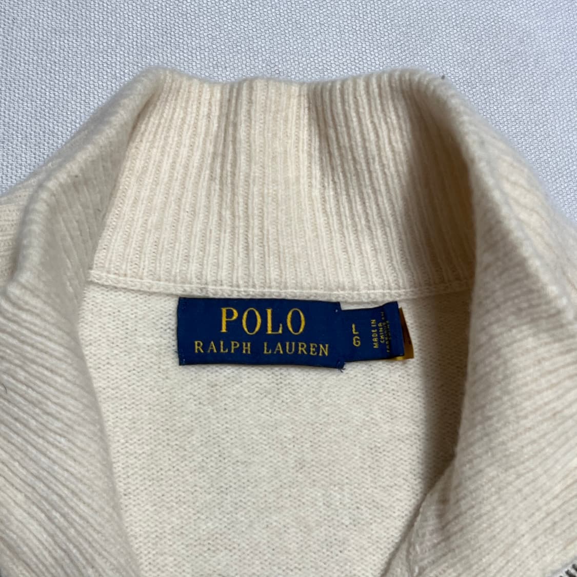 L 폴로랄프로렌 울 크림 반집업 니트 상품이미지4