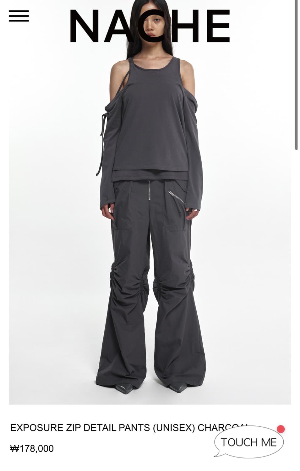 나체 nache EXPOSURE ZIP DETAIL PANTS 상품이미지1