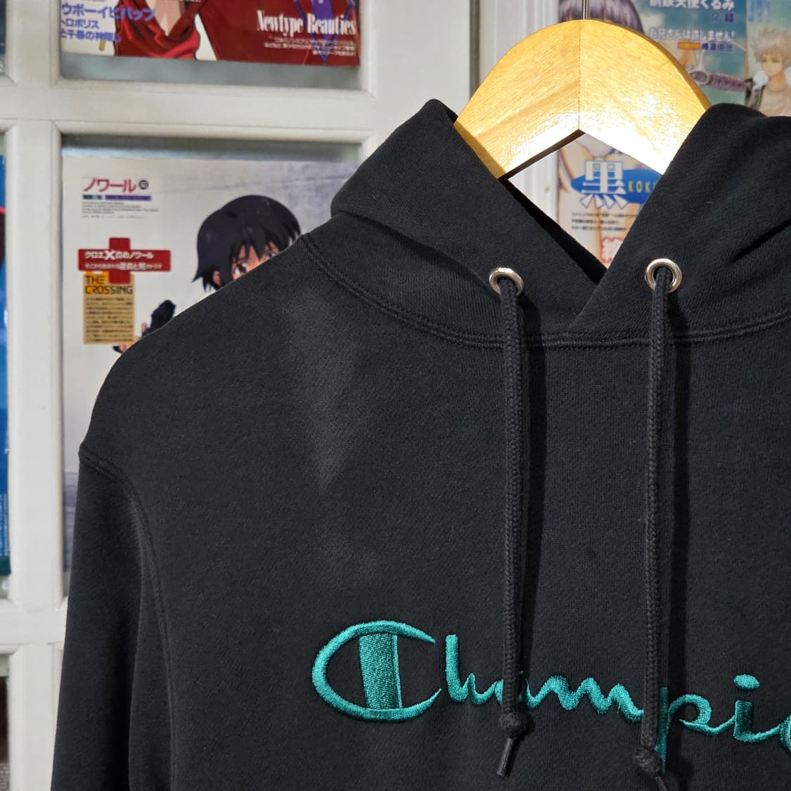 챔피온 그린 레터링 자수 후드티 상품이미지3