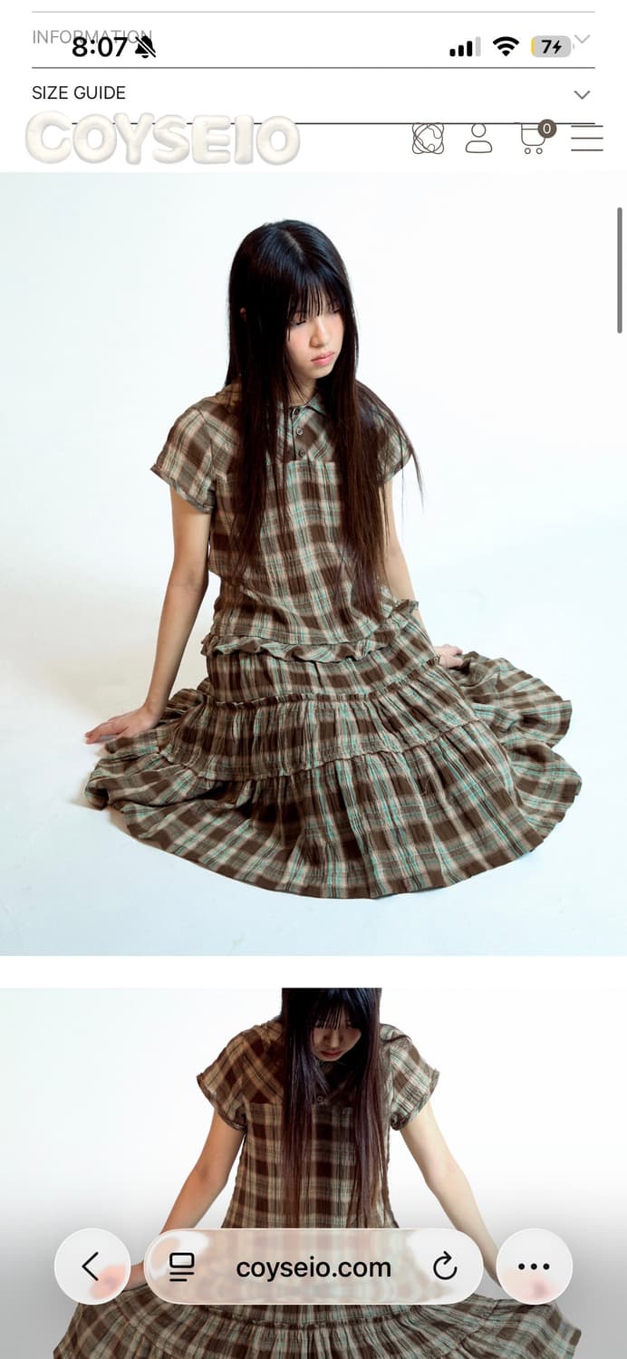 코이세이오 2사이즈 로우엣지 미디 체크원피스 브라운 상품이미지1