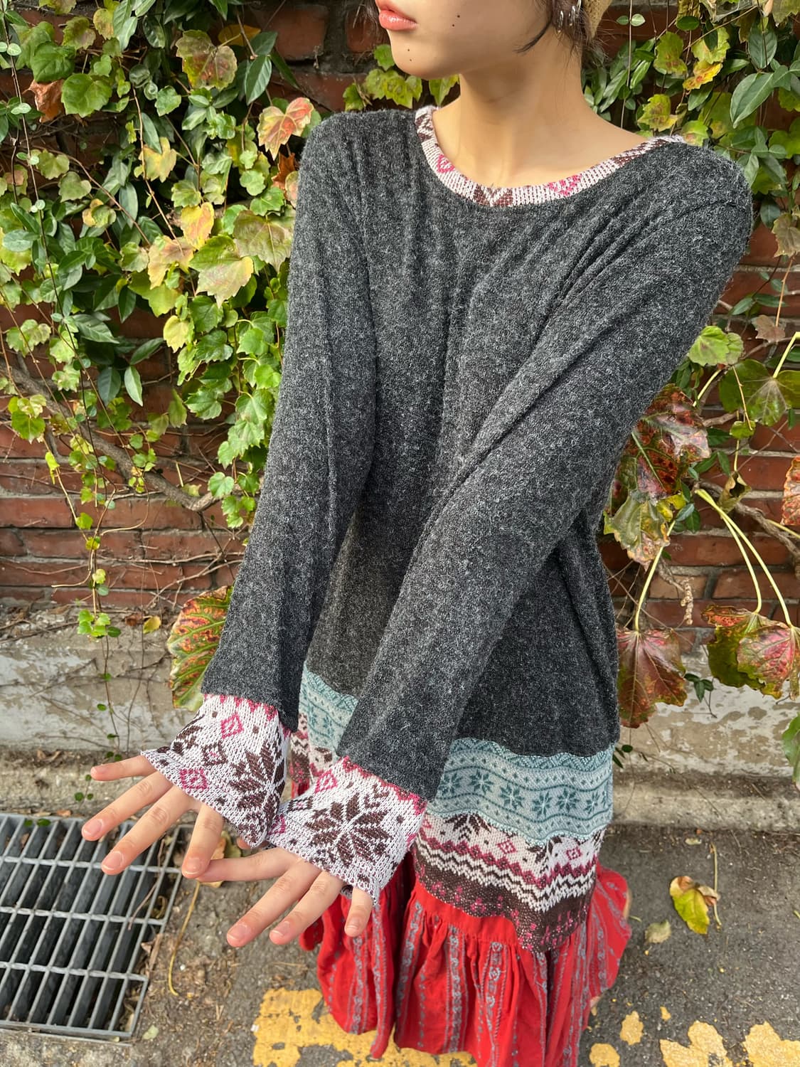 눈꽃 패턴 포인트 원피스 상품이미지2