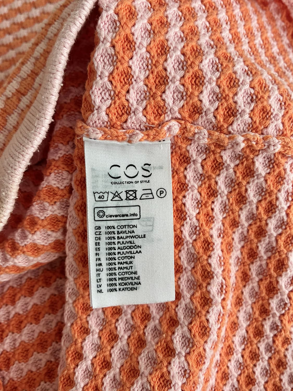 S) 코스 COS 반팔 코튼 니트 오렌지 핑크 상품이미지5
