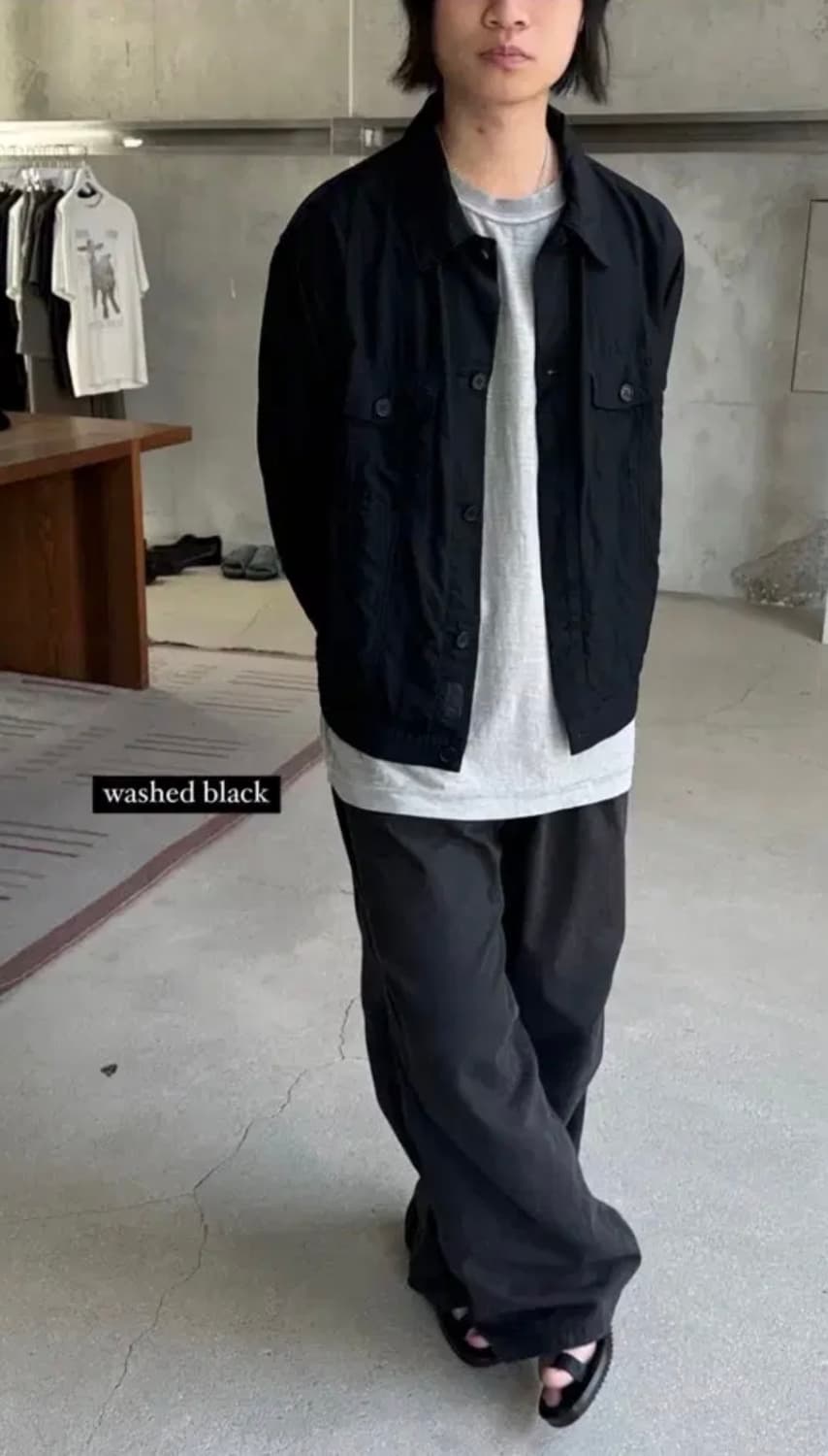 (2)폴리테루 라이트 트러커 자켓 워시드 블랙  상품이미지1