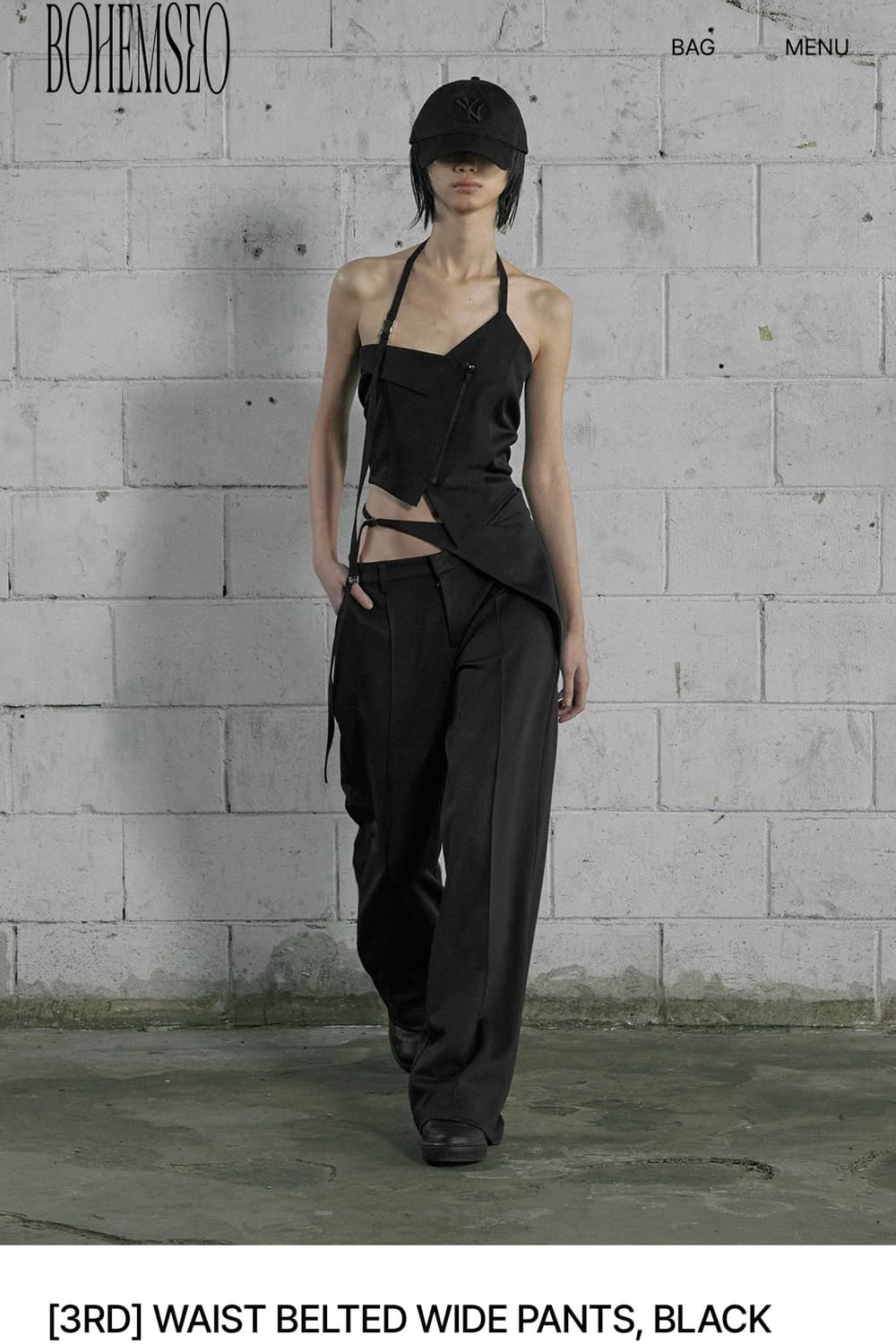 [택O새상품]보헤미안서울 보헴서 벨티드 와이드 팬츠 블랙S 상품이미지2