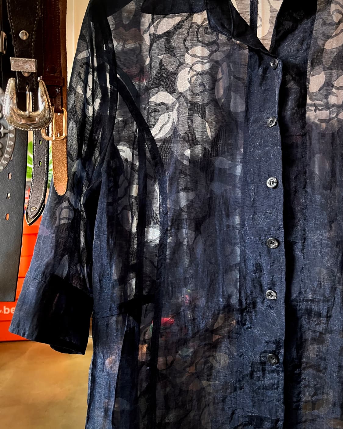 JPN Vintage Floral See-through Shirt 상품이미지6