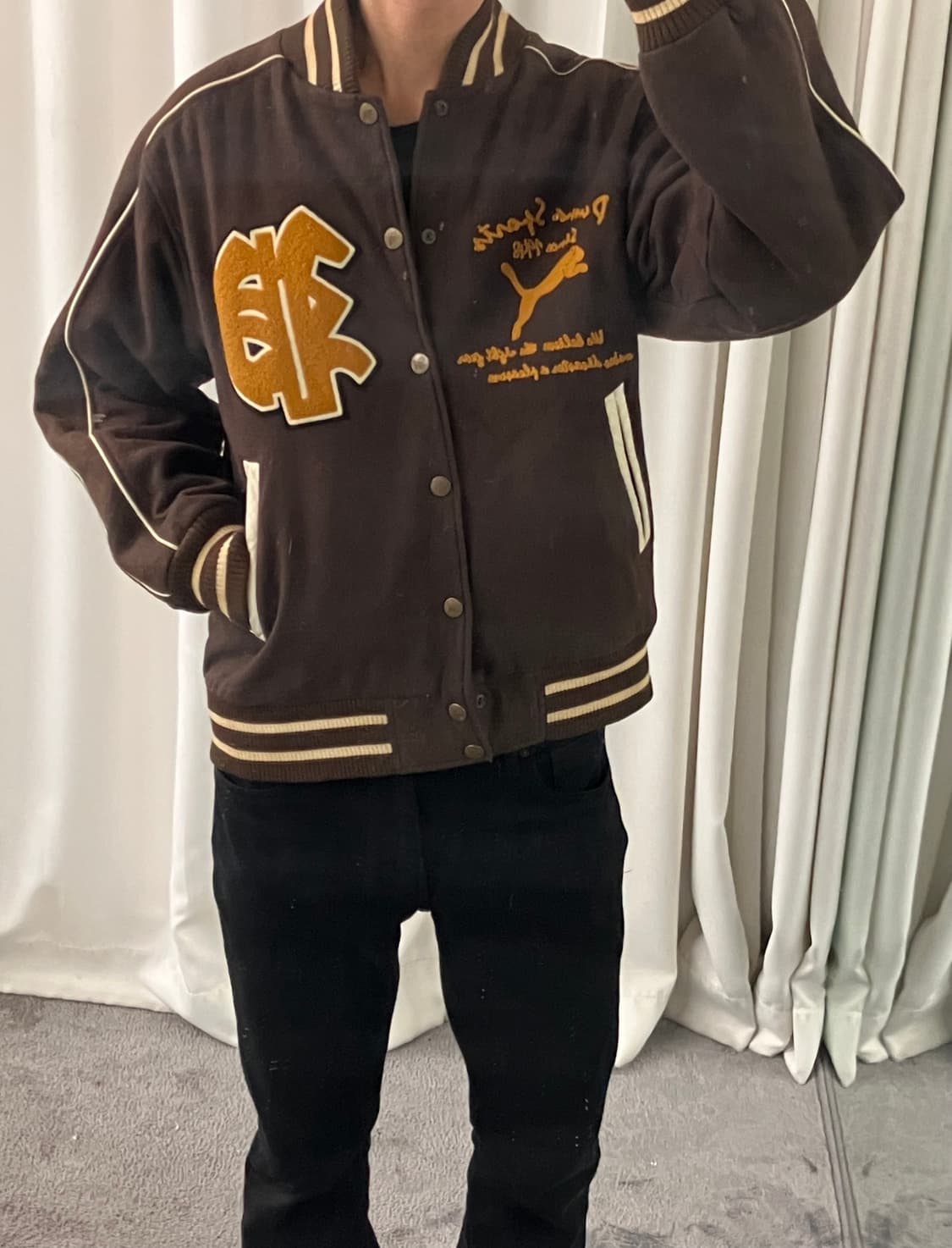 푸마 브라운 빈티지 올드스쿨 바시티 자켓 100 상품이미지7