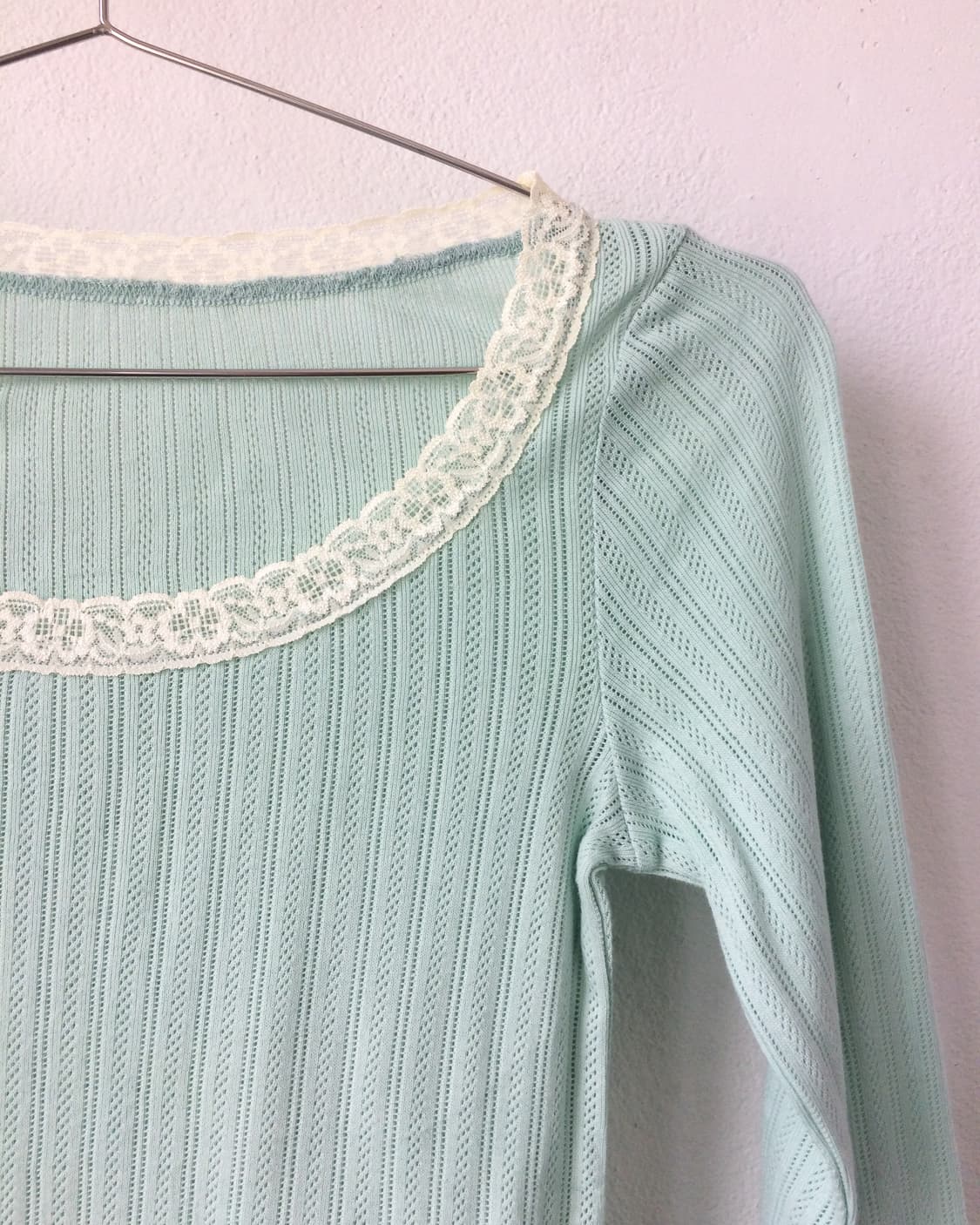 Lace trimming ribbed sleeve 상품이미지5