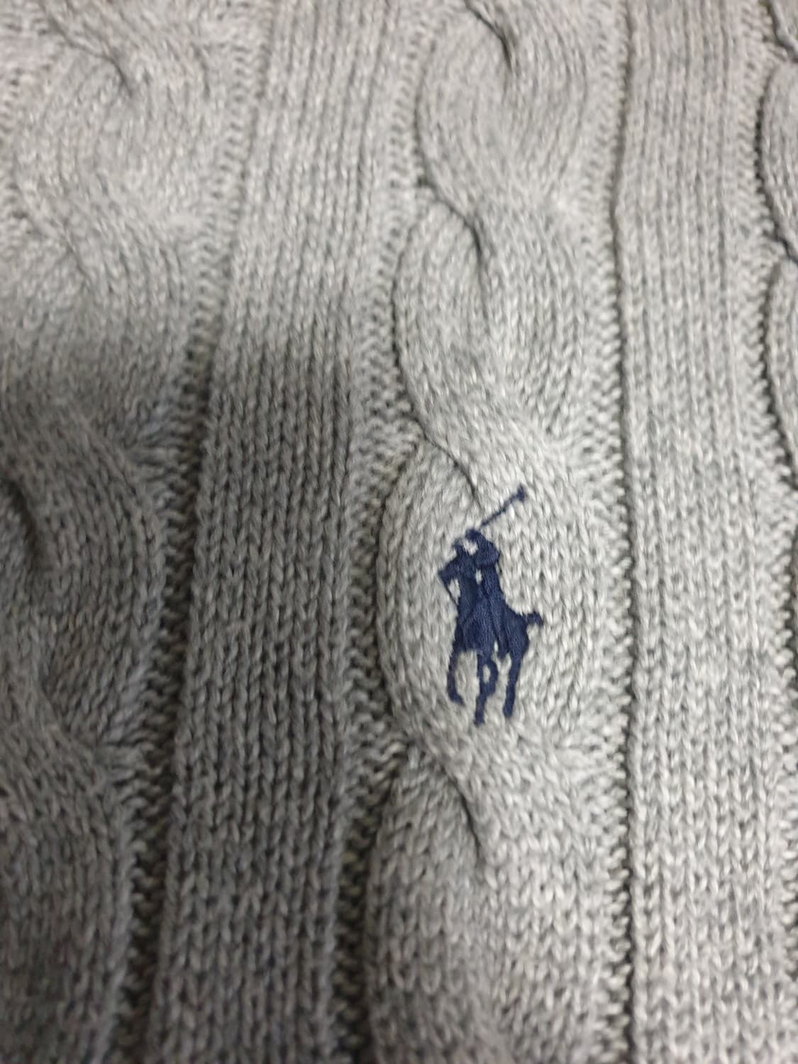 폴로랄프로렌 클래식 케이블 코튼100% 라운드넥 니트 그레이 (XL) 상품이미지3